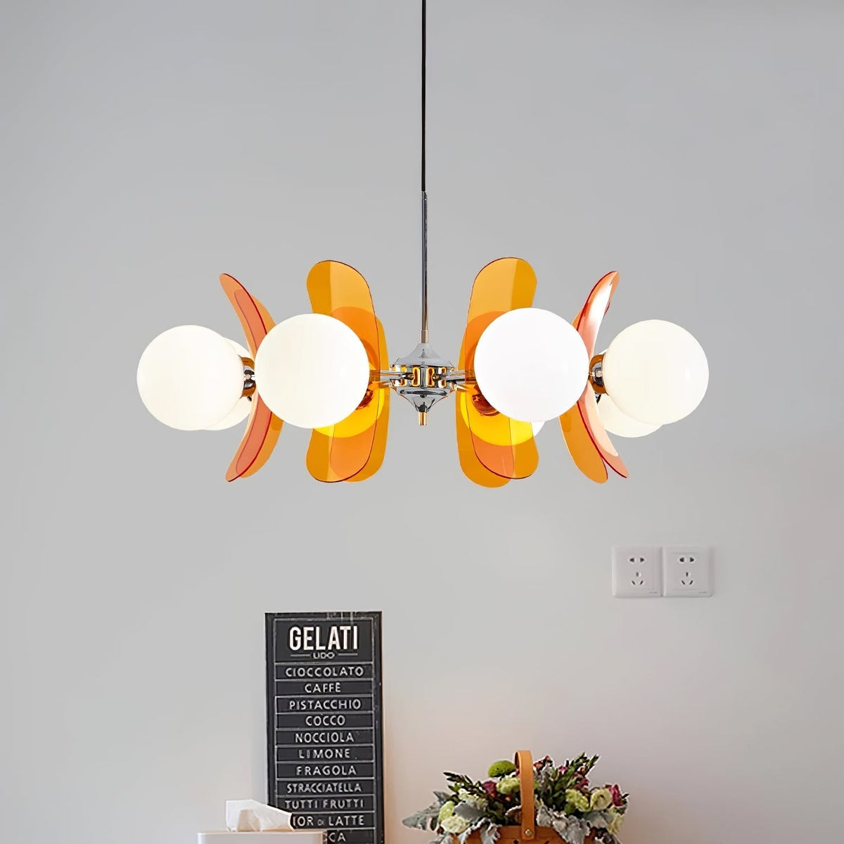 Sputnik Acrylic Glass Chandelier Chrome Multi-Head Ceiling Light