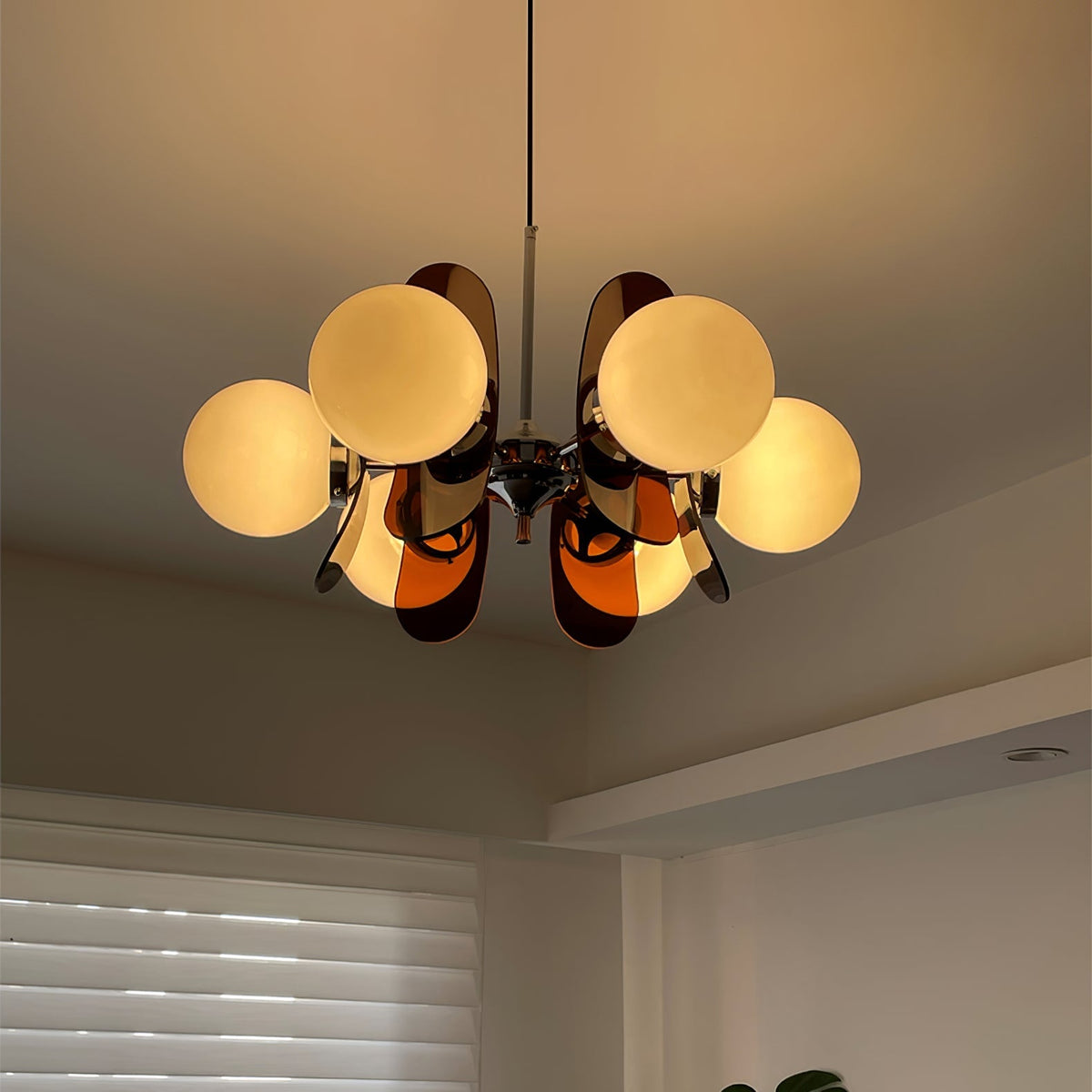 Sputnik Acrylic Glass Chandelier Chrome Multi-Head Ceiling Light