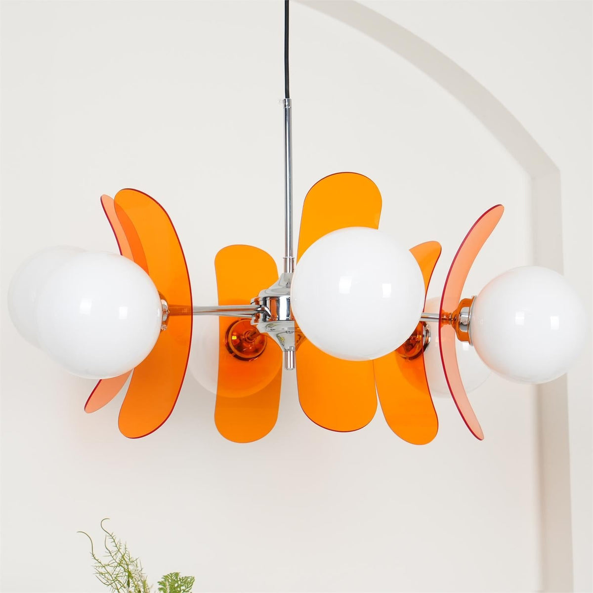 Sputnik Acrylic Glass Chandelier Chrome Multi-Head Ceiling Light