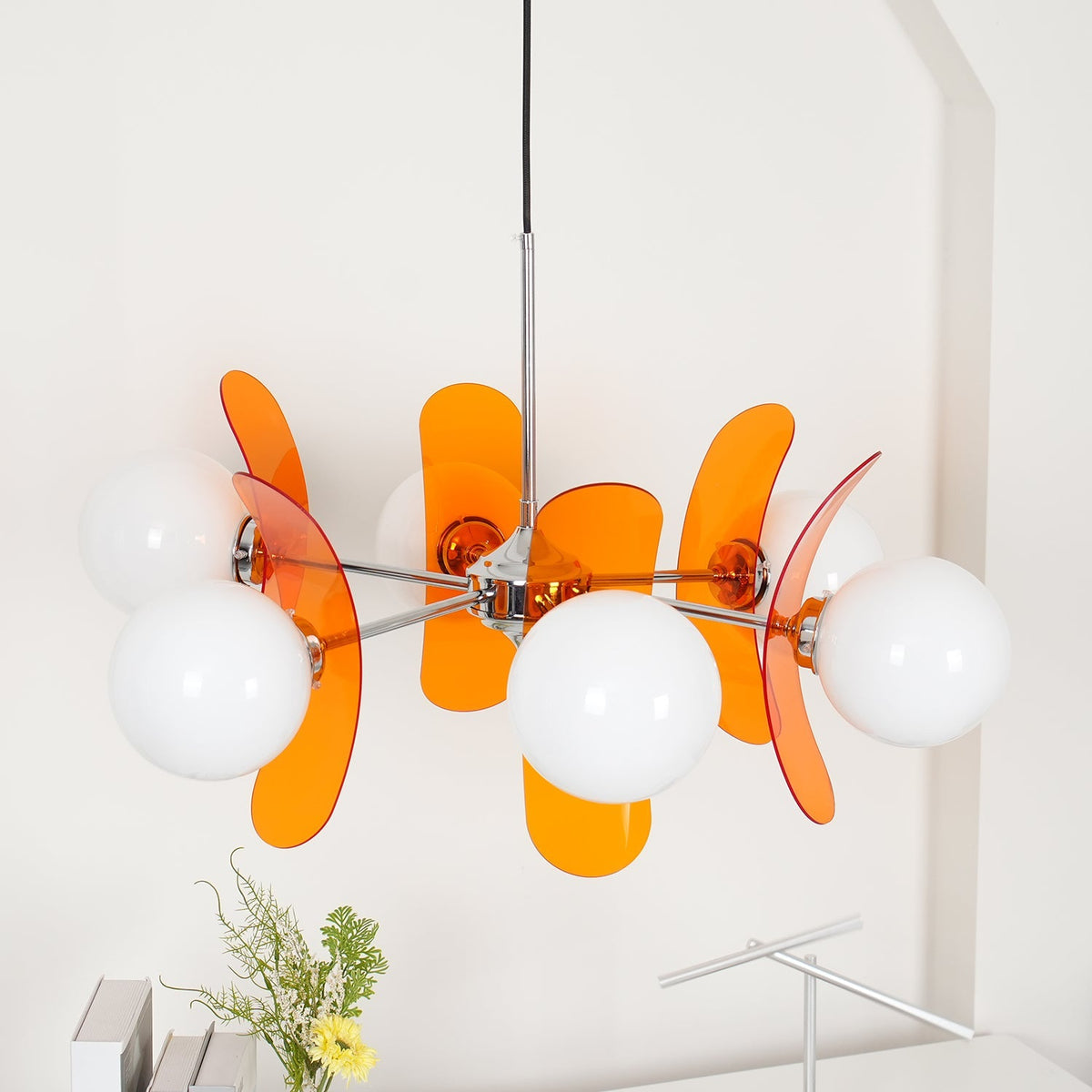 Sputnik Acrylic Glass Chandelier Chrome Multi-Head Ceiling Light