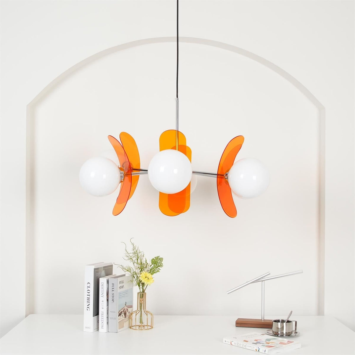 Sputnik Acrylic Glass Chandelier Chrome Multi-Head Ceiling Light