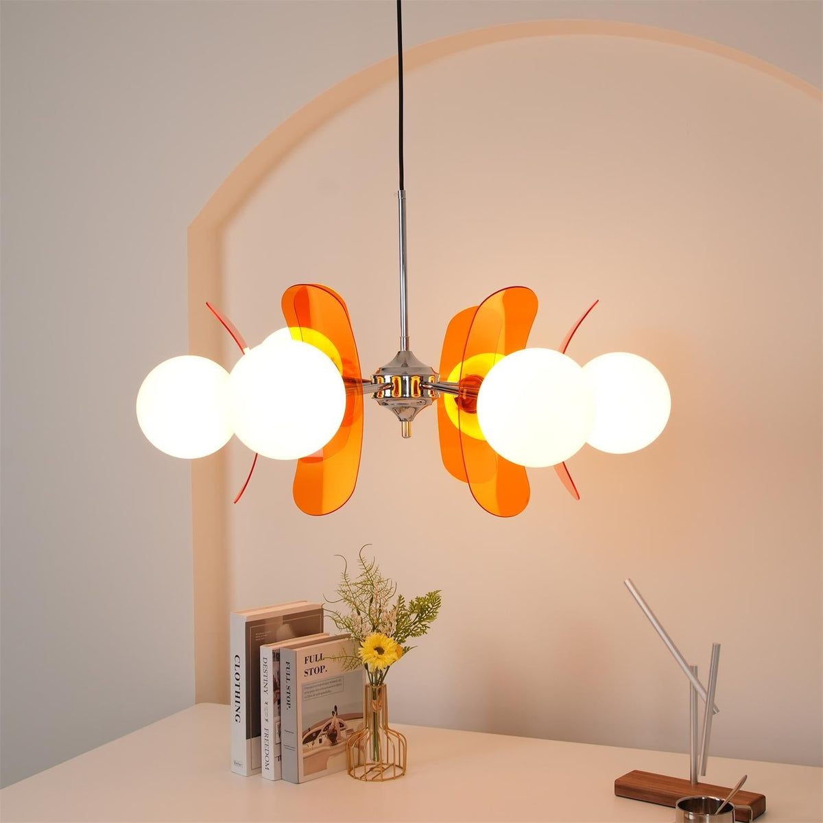 Sputnik Acrylic Glass Chandelier Chrome Multi-Head Ceiling Light