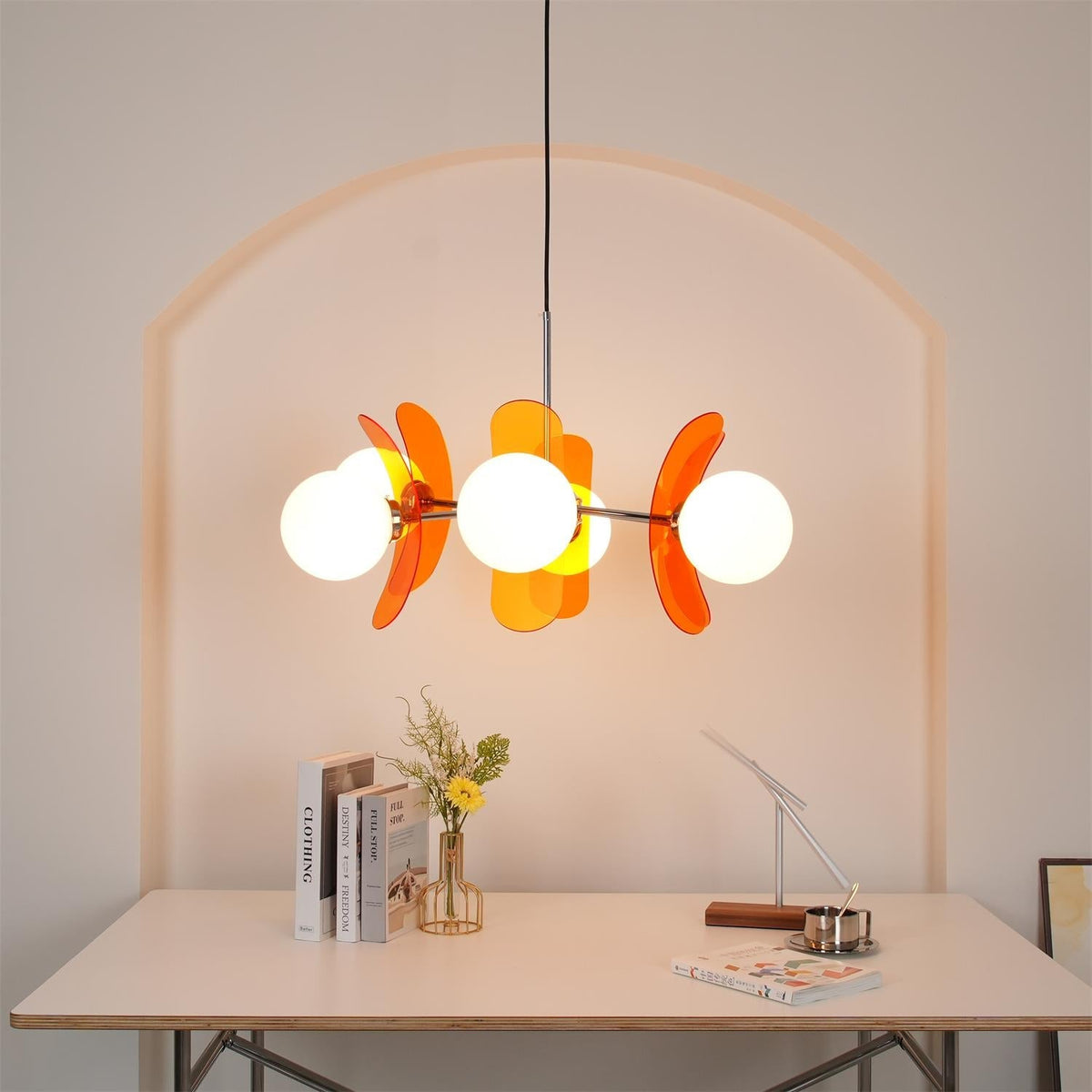 Sputnik Acrylic Glass Chandelier Chrome Multi-Head Ceiling Light