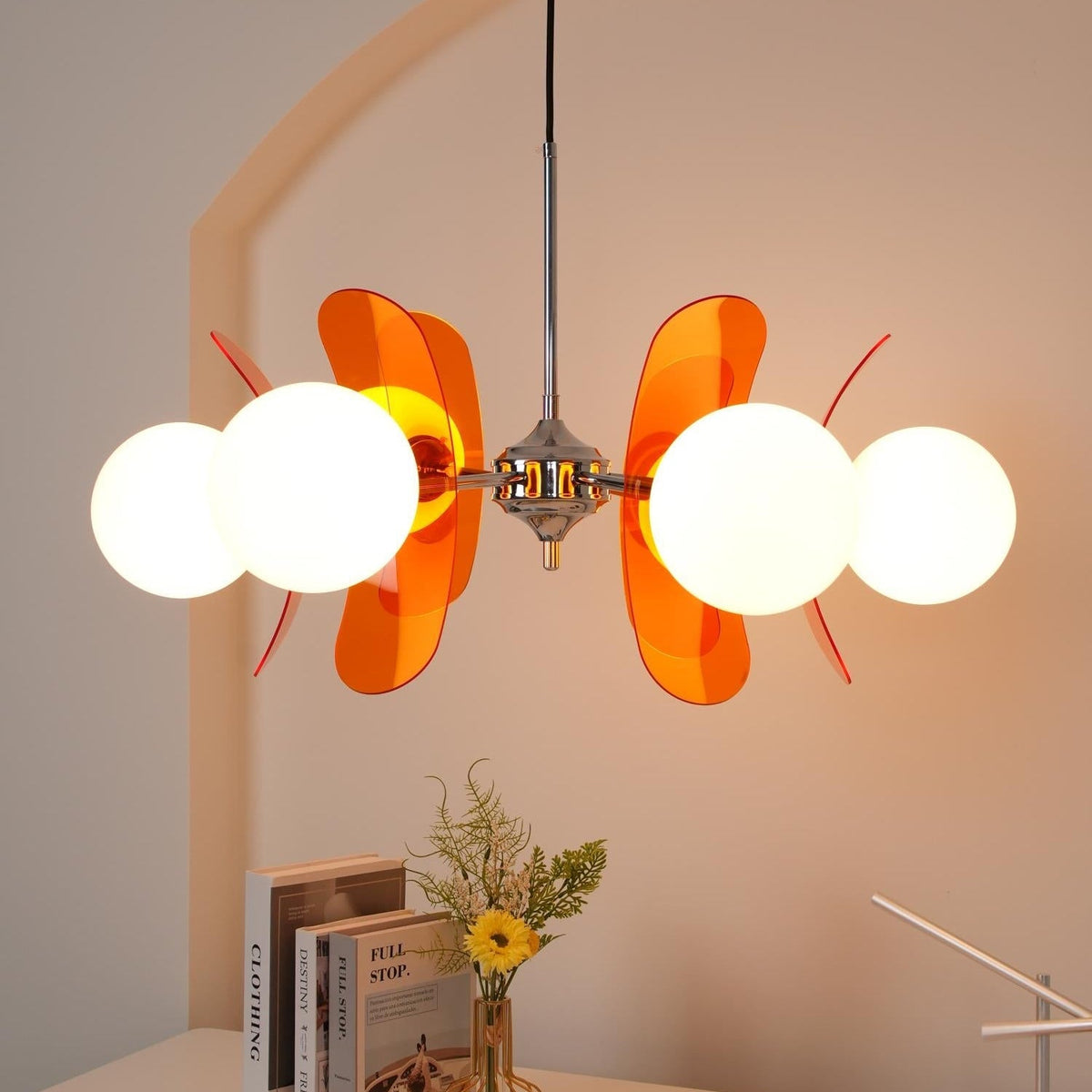 Sputnik Acrylic Glass Chandelier Chrome Multi-Head Ceiling Light
