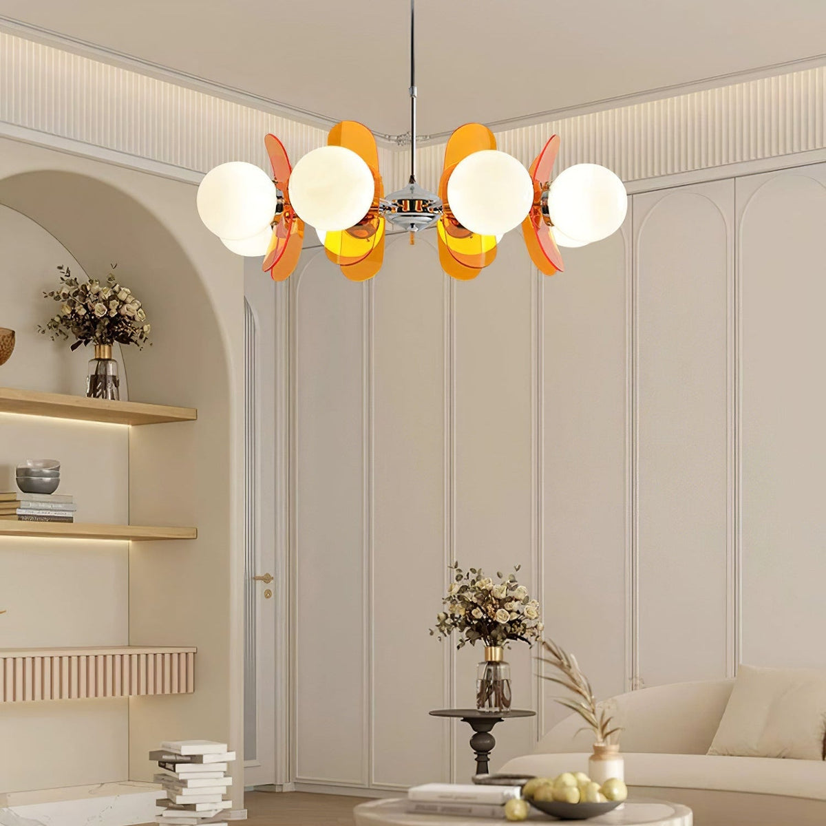 Sputnik Acrylic Glass Chandelier Chrome Multi-Head Ceiling Light