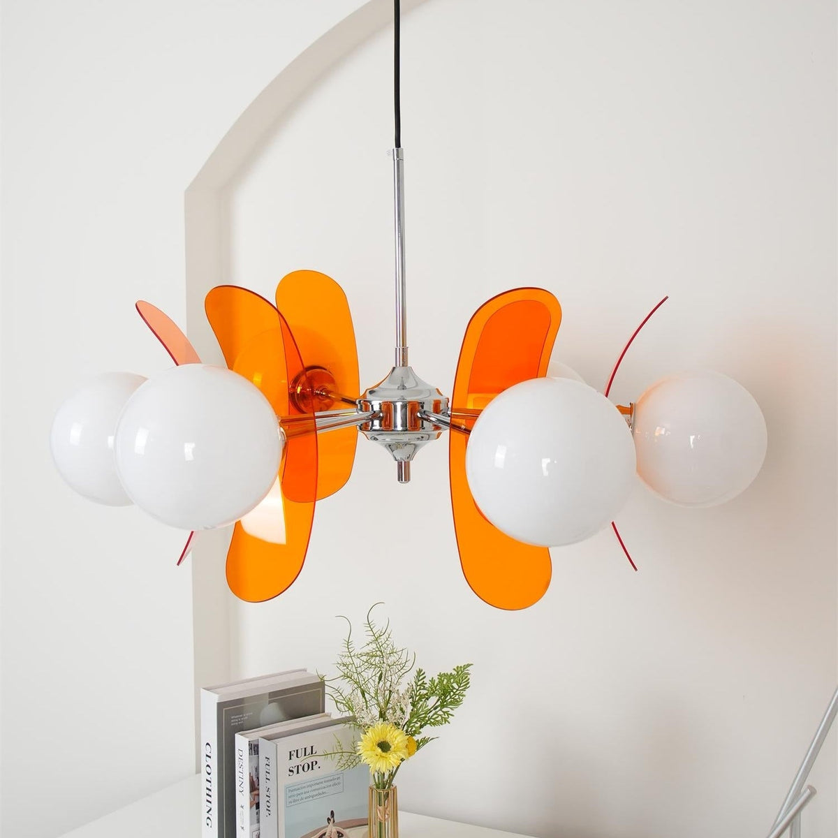 Sputnik Acrylic Glass Chandelier Chrome Multi-Head Ceiling Light