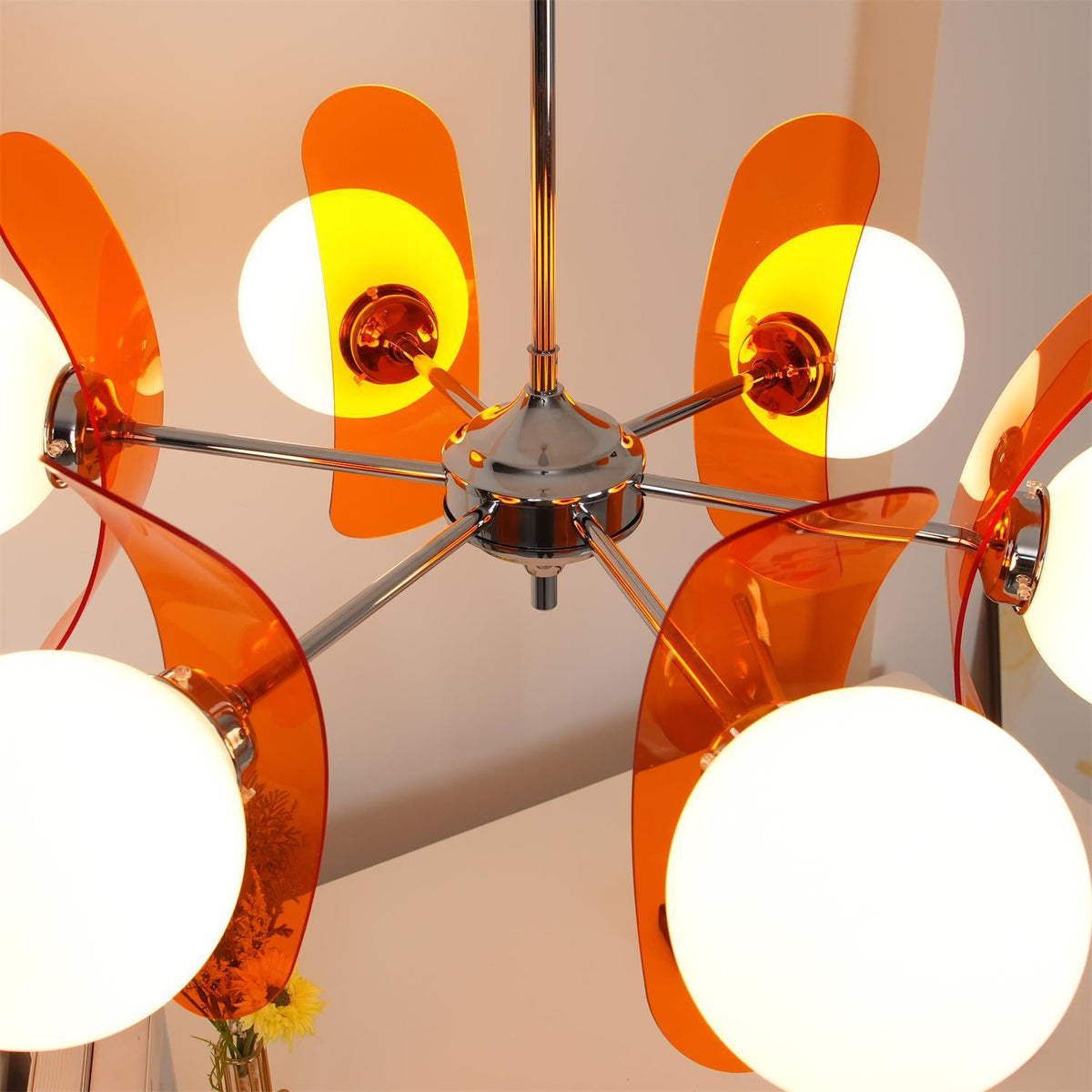 Sputnik Acrylic Glass Chandelier Chrome Multi-Head Ceiling Light