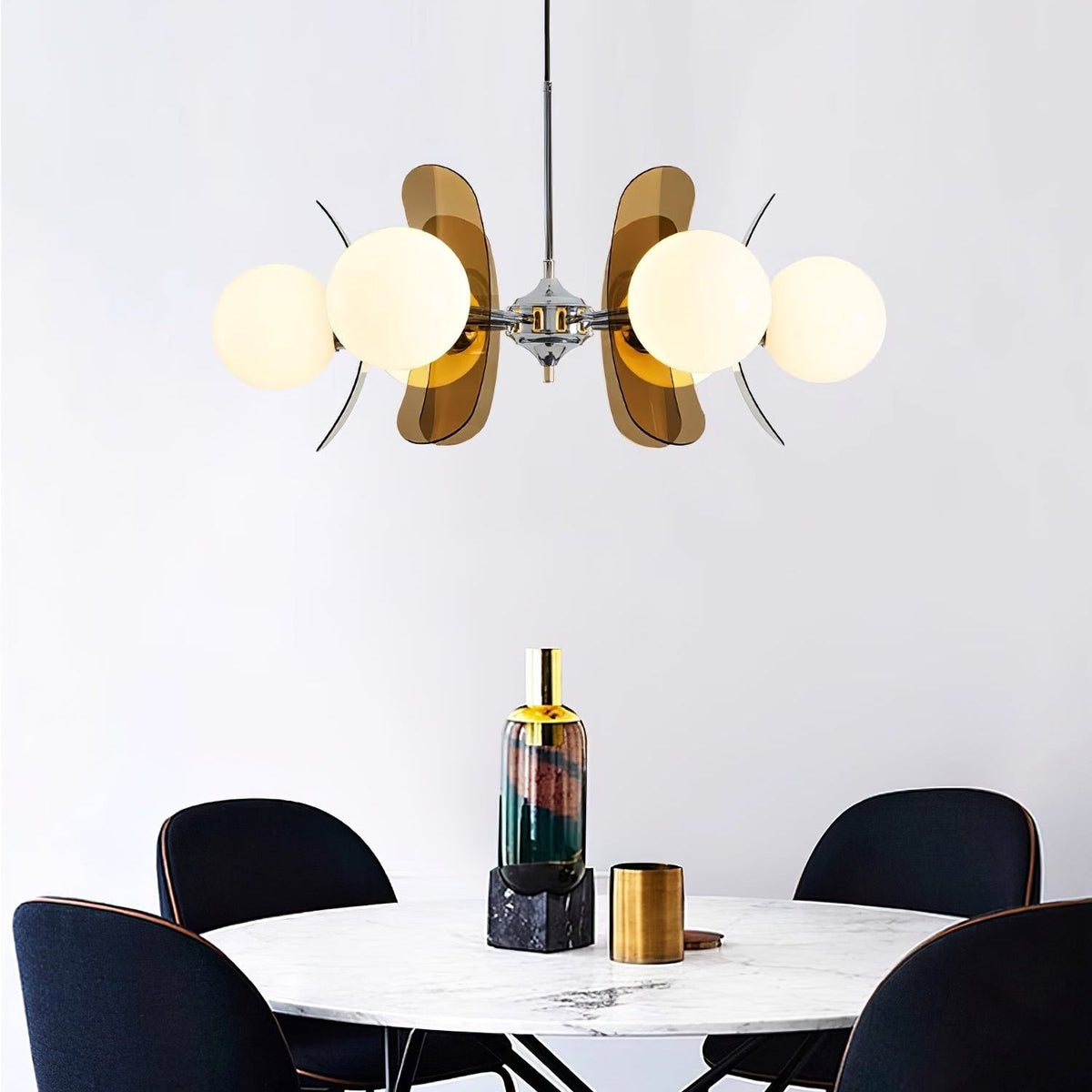 Sputnik Acrylic Glass Chandelier Chrome Multi-Head Ceiling Light