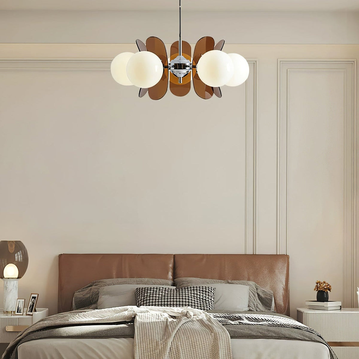 Sputnik Acrylic Glass Chandelier Chrome Multi-Head Ceiling Light