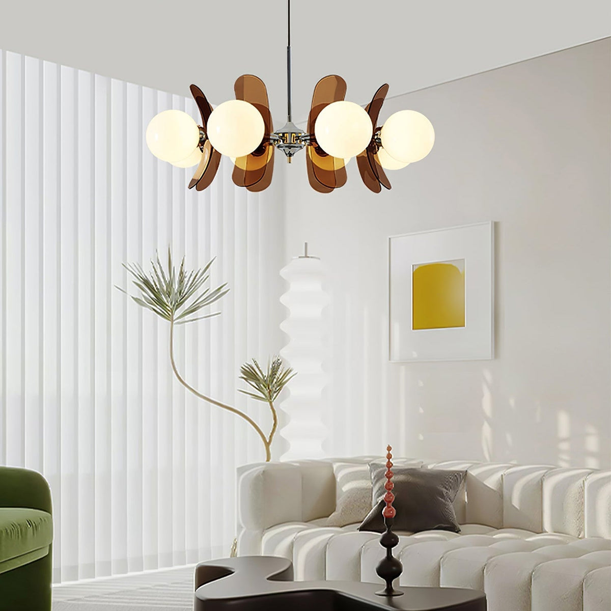 Sputnik Acrylic Glass Chandelier Chrome Multi-Head Ceiling Light