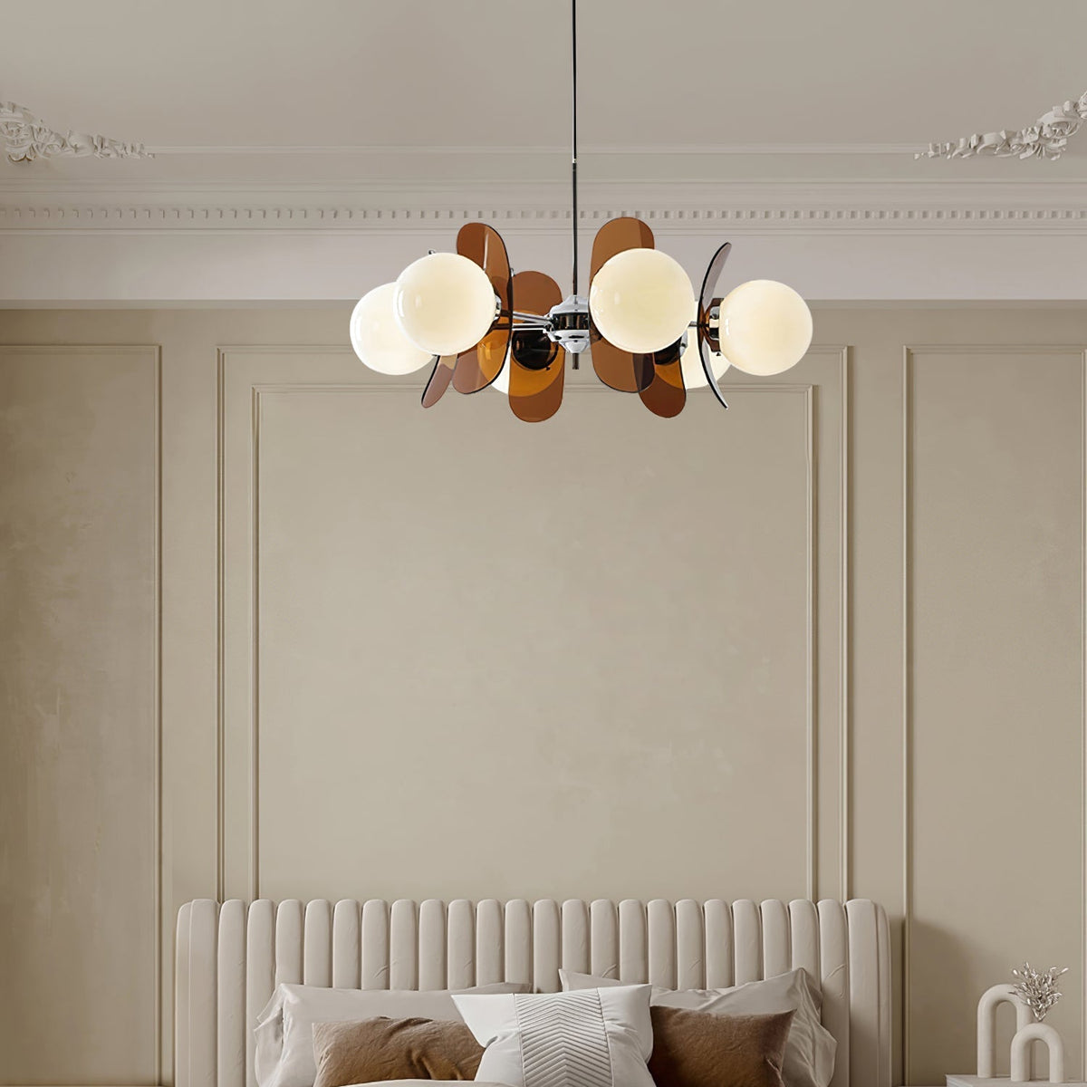 Sputnik Acrylic Glass Chandelier Chrome Multi-Head Ceiling Light