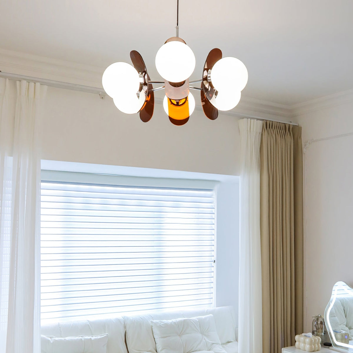 Sputnik Acrylic Glass Chandelier Chrome Multi-Head Ceiling Light