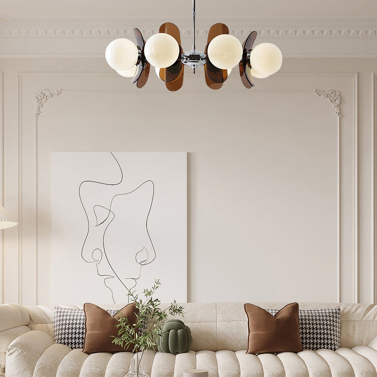 Sputnik Acrylic Glass Chandelier Chrome Multi-Head Ceiling Light