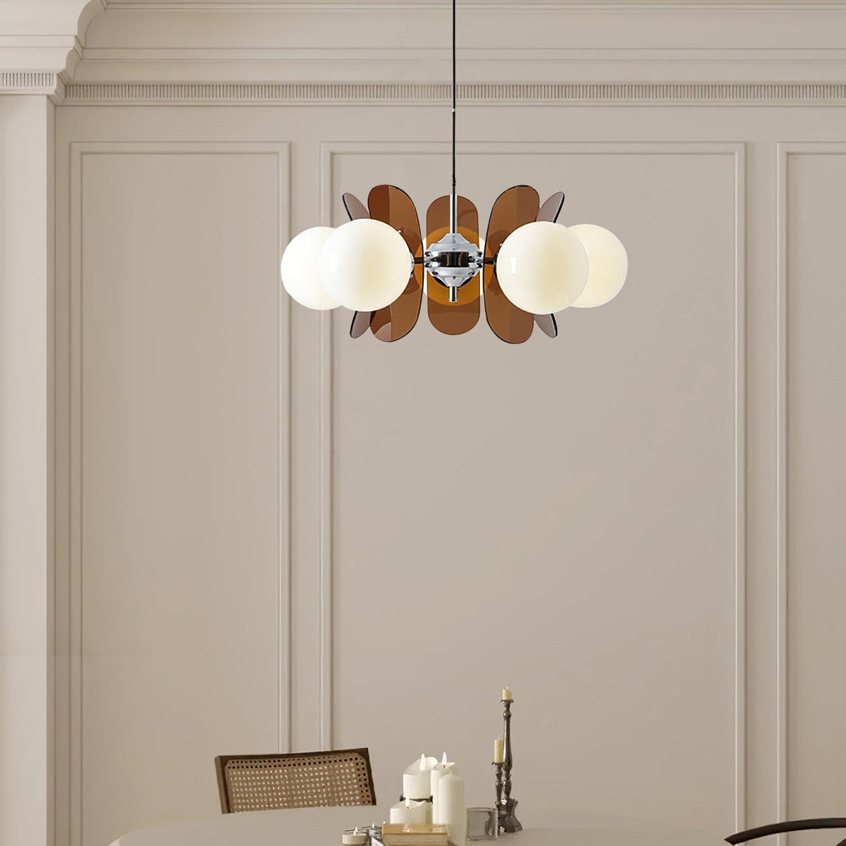 Sputnik Acrylic Glass Chandelier Chrome Multi-Head Ceiling Light