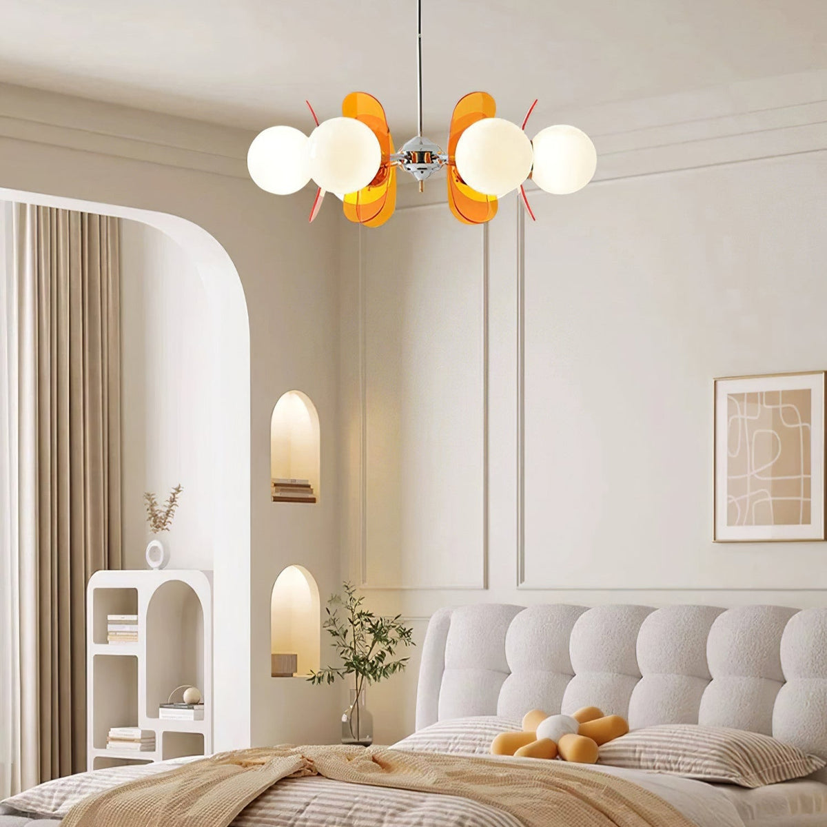 Sputnik Acrylic Glass Chandelier Chrome Multi-Head Ceiling Light