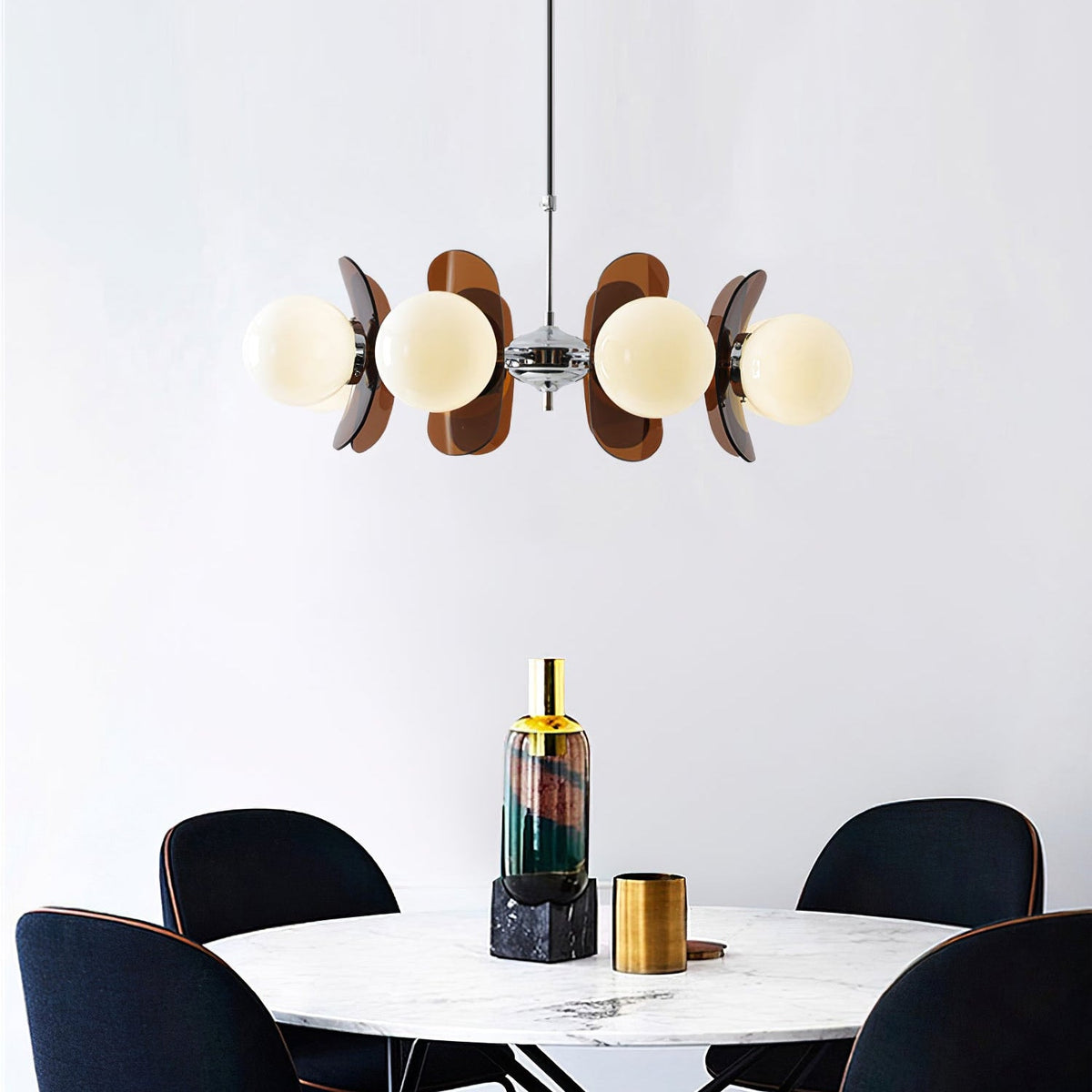 Sputnik Acrylic Glass Chandelier Chrome Multi-Head Ceiling Light
