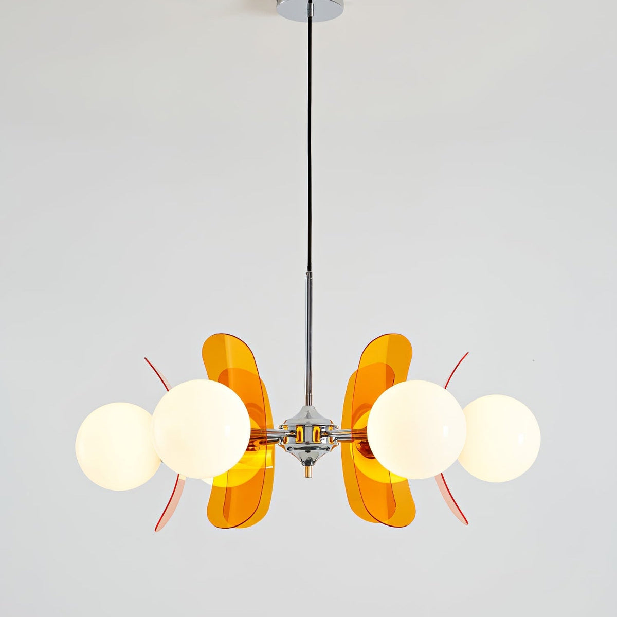 Sputnik Acrylic Glass Chandelier Chrome Multi-Head Ceiling Light