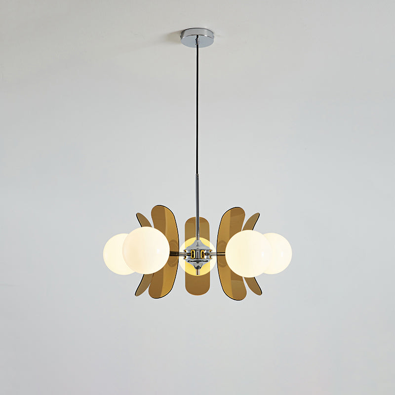 Sputnik Acrylic Glass Chandelier Chrome Multi-Head Ceiling Light