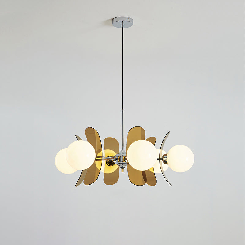 Sputnik Acrylic Glass Chandelier Chrome Multi-Head Ceiling Light
