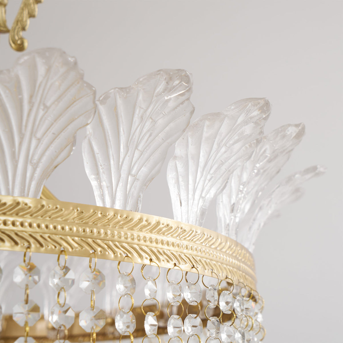 Crinoline Postmodern Brass and Crystal Chandelier Multi-Head