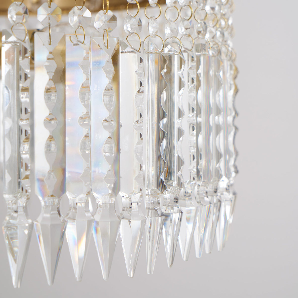 Crinoline Postmodern Brass and Crystal Chandelier Multi-Head
