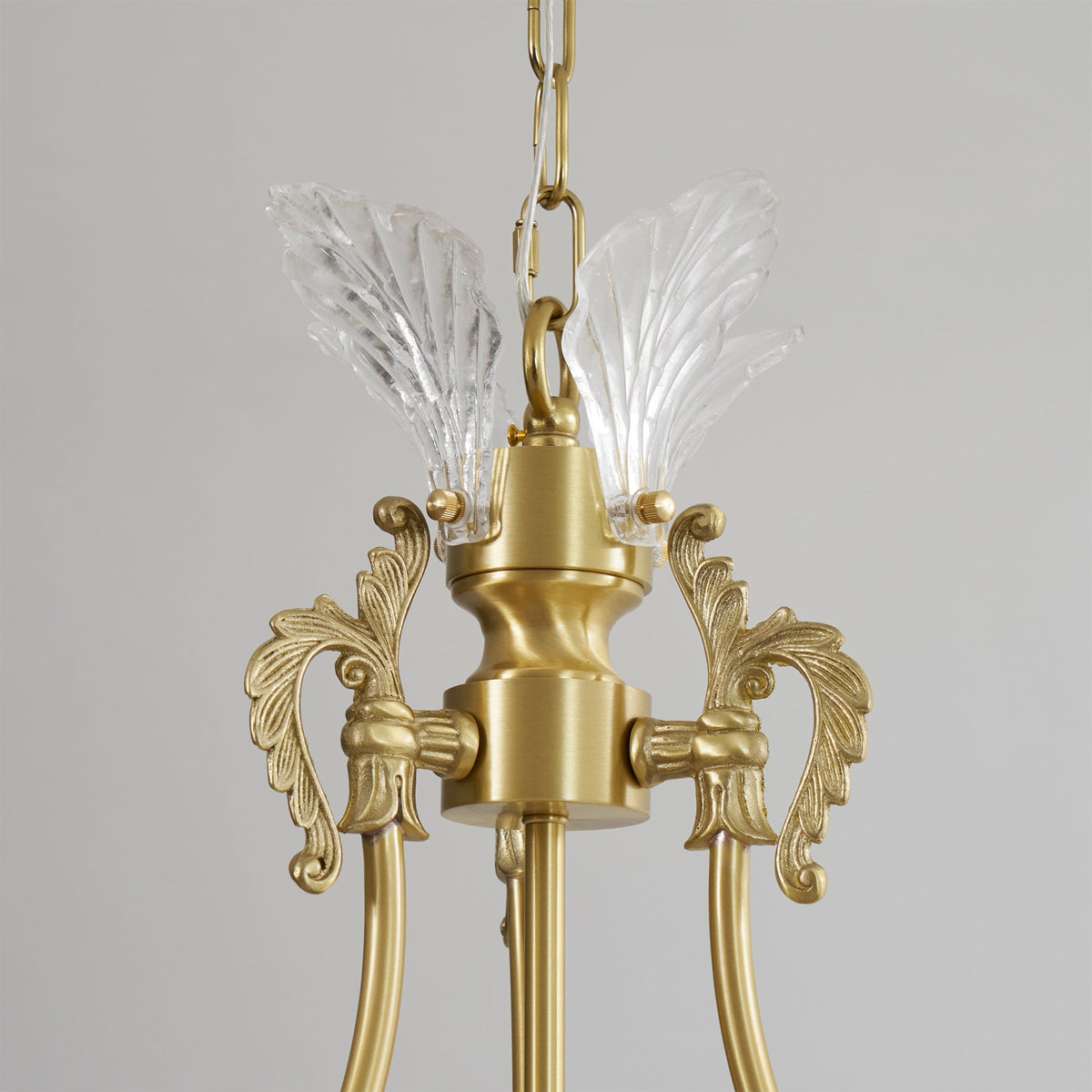 Crinoline Postmodern Brass and Crystal Chandelier Multi-Head