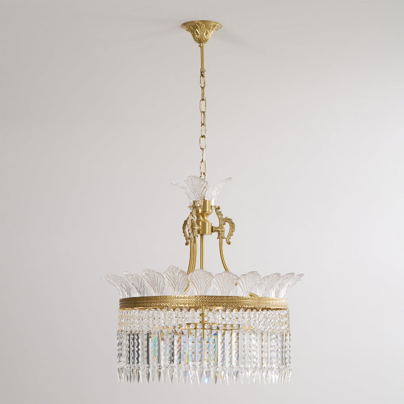 Crinoline Postmodern Brass and Crystal Chandelier Multi-Head