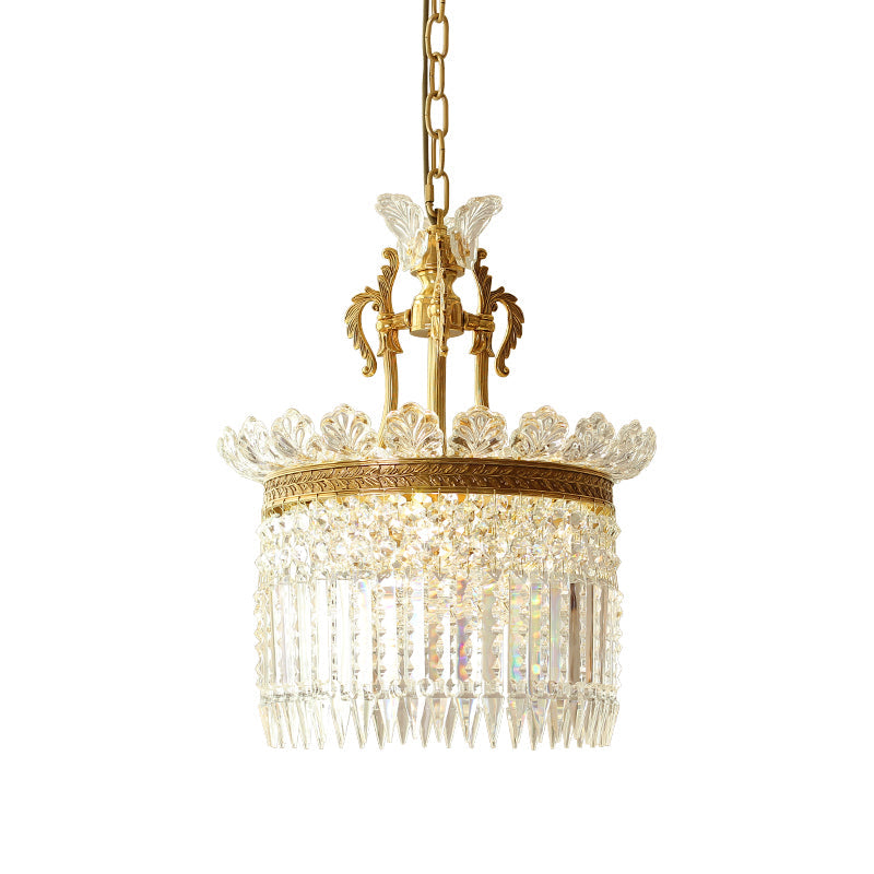 Crinoline Postmodern Brass and Crystal Chandelier Multi-Head