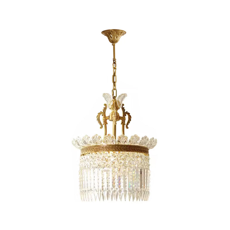 Crinoline Postmodern Brass and Crystal Chandelier Multi-Head