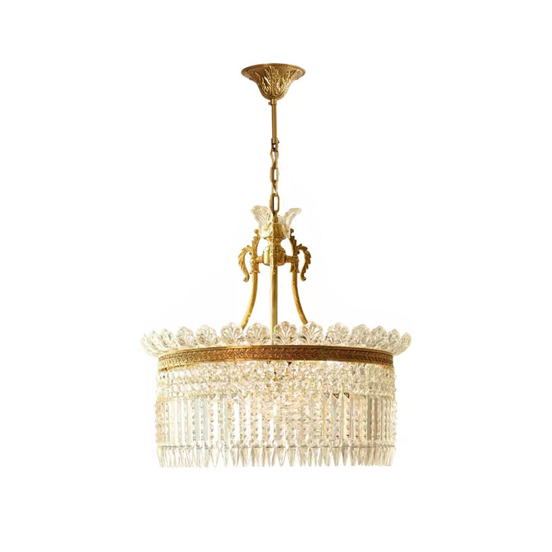 Crinoline Postmodern Brass and Crystal Chandelier Multi-Head