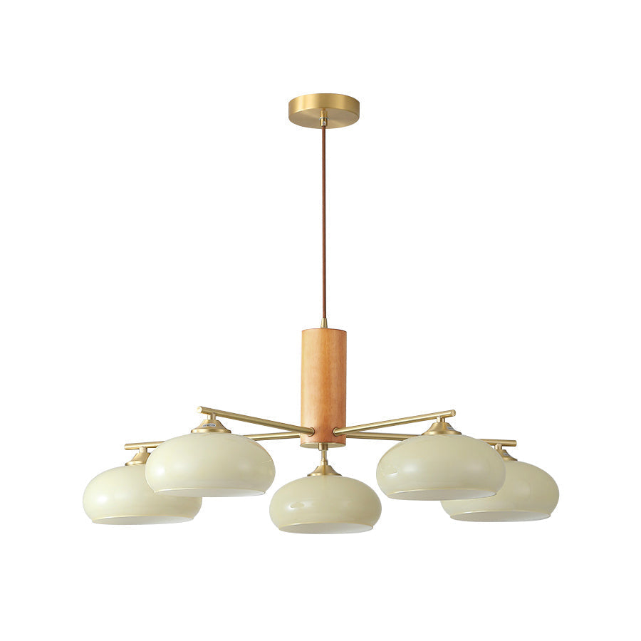 Nova Persimmon Glass Chandelier Brass Arm Ceiling Light