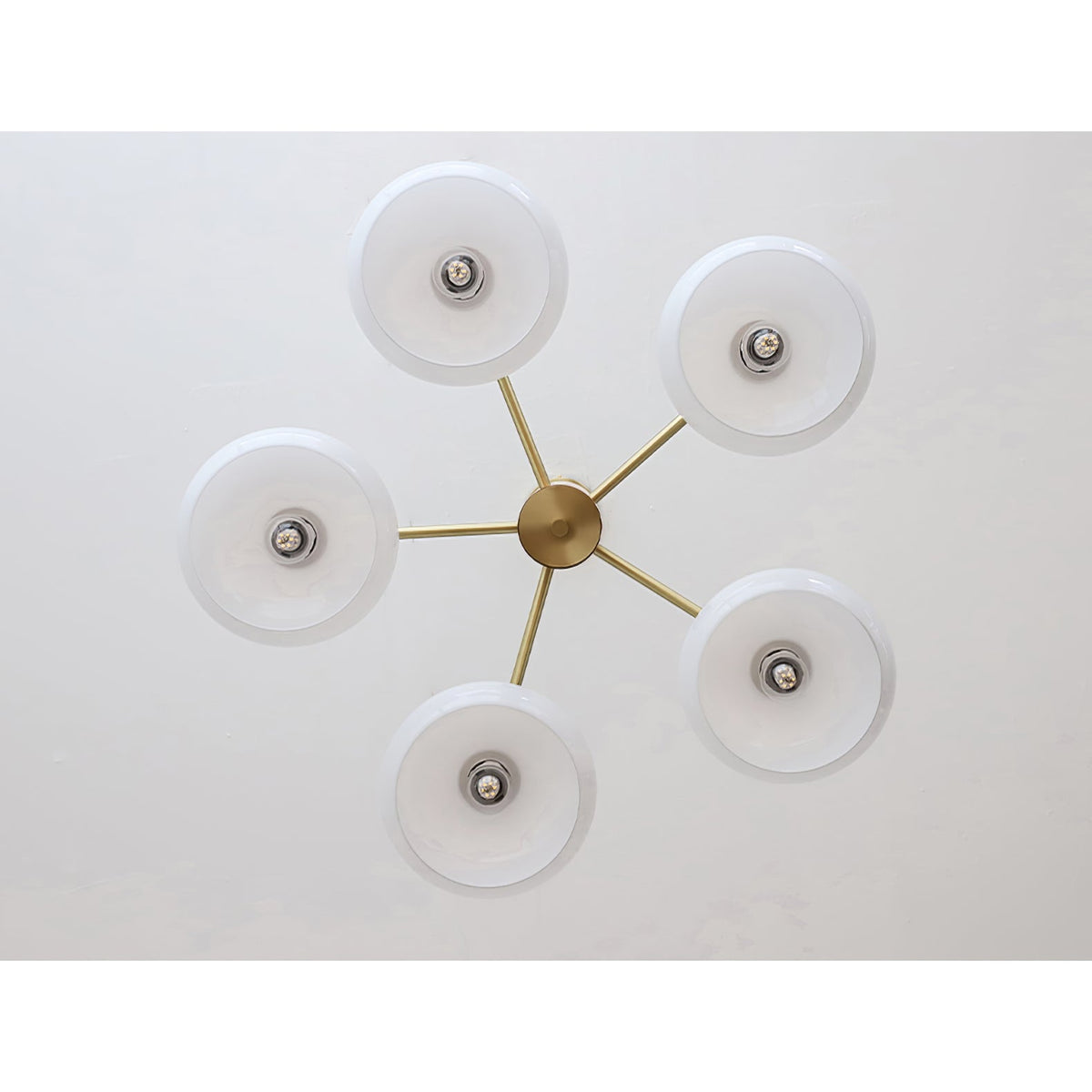 Nova Persimmon Glass Chandelier Brass Arm Ceiling Light