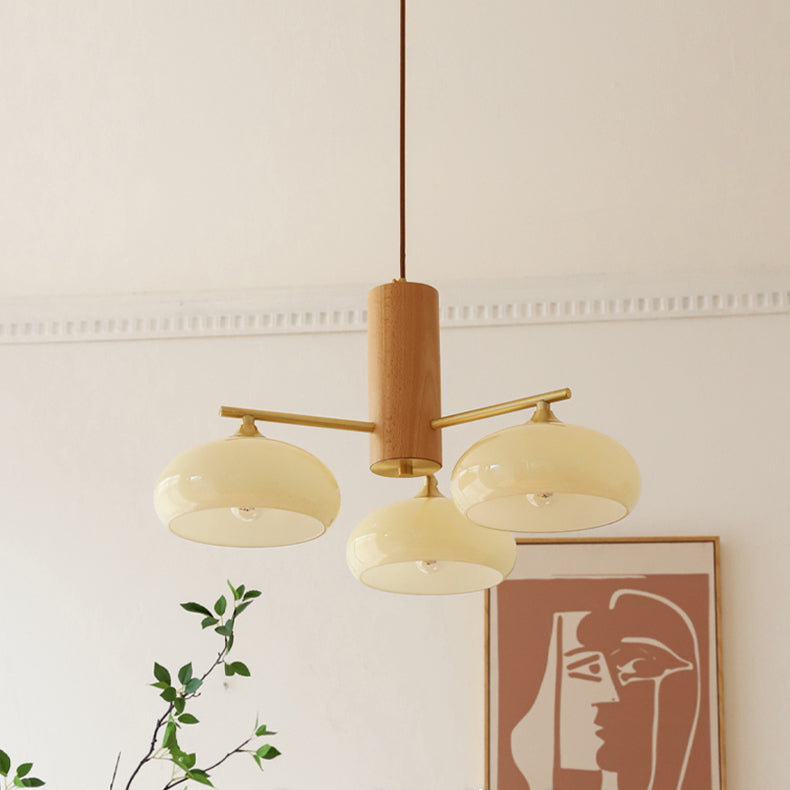 Nova Persimmon Glass Chandelier Brass Arm Ceiling Light