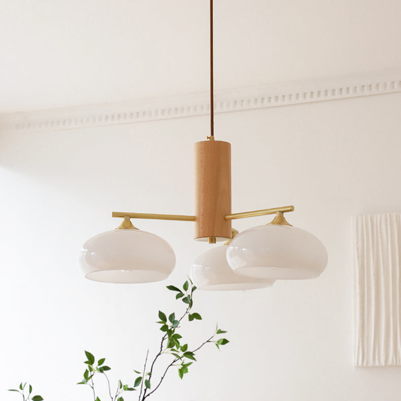 Nova Persimmon Glass Chandelier Brass Arm Ceiling Light
