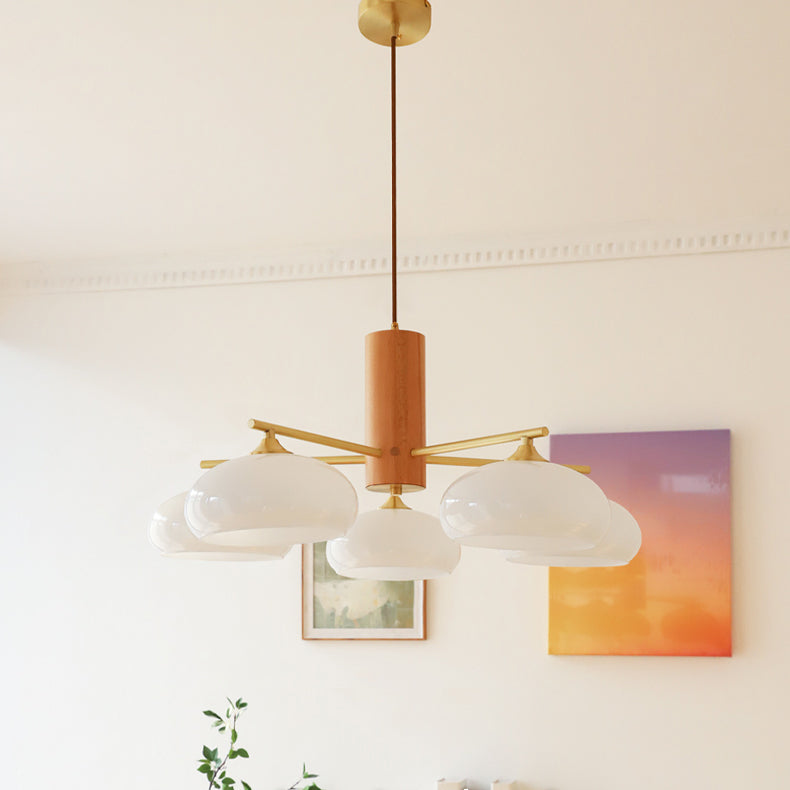 Nova Persimmon Glass Chandelier Brass Arm Ceiling Light