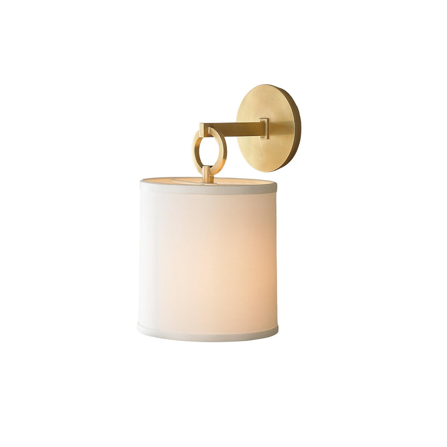 Cotheor Circle Brass Sconce Wall Lamp Fabric Shade