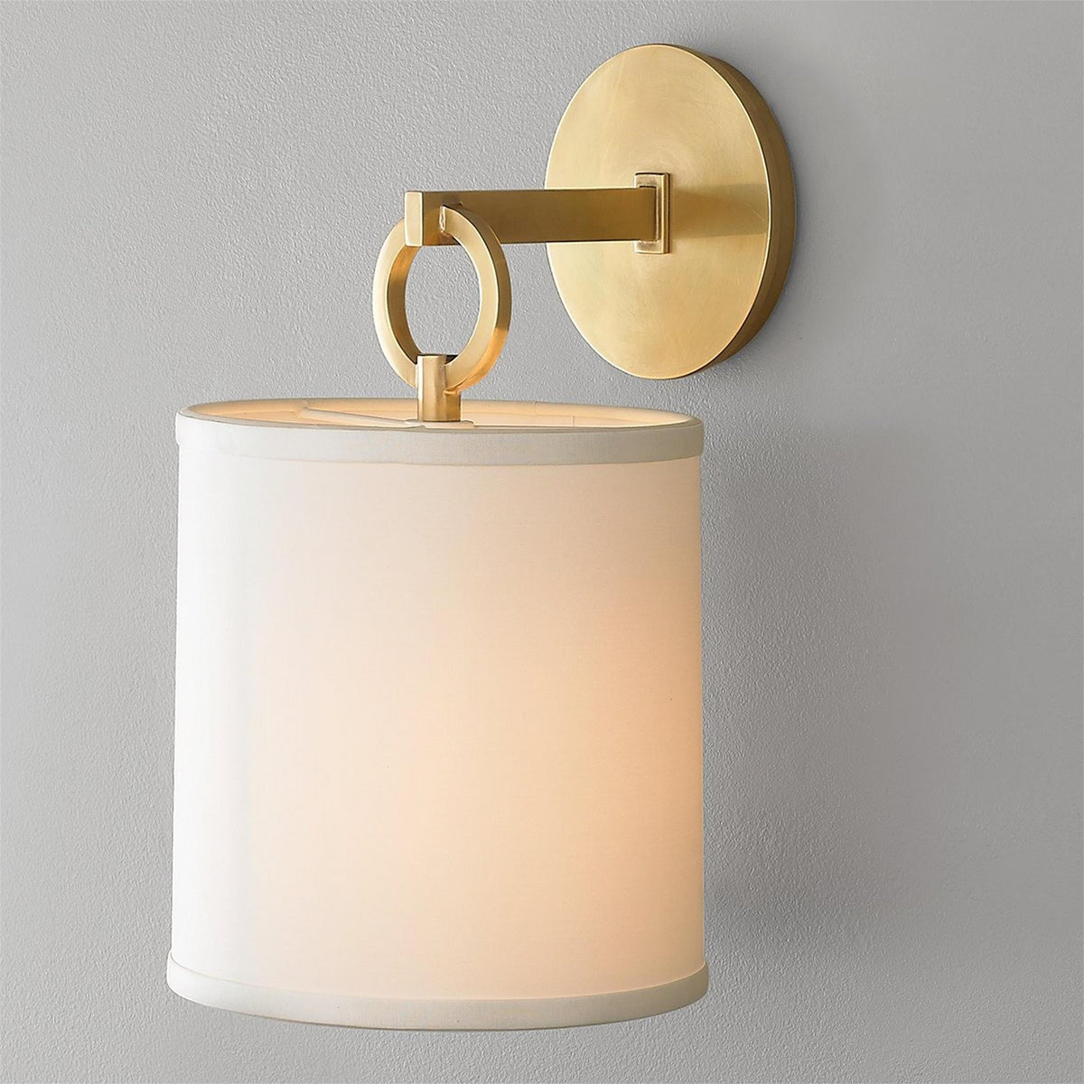 Cotheor Circle Brass Sconce Wall Lamp Fabric Shade