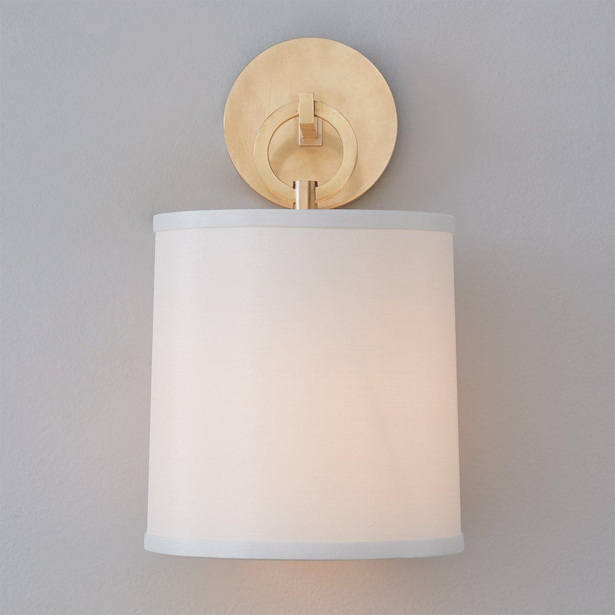 Cotheor Circle Brass Sconce Wall Lamp Fabric Shade