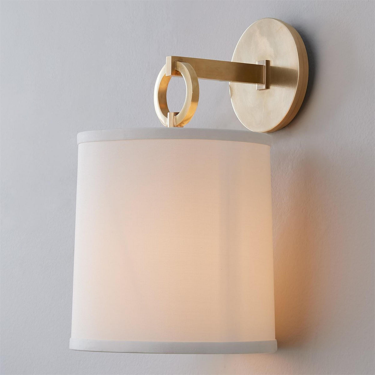 Cotheor Circle Brass Sconce Wall Lamp Fabric Shade