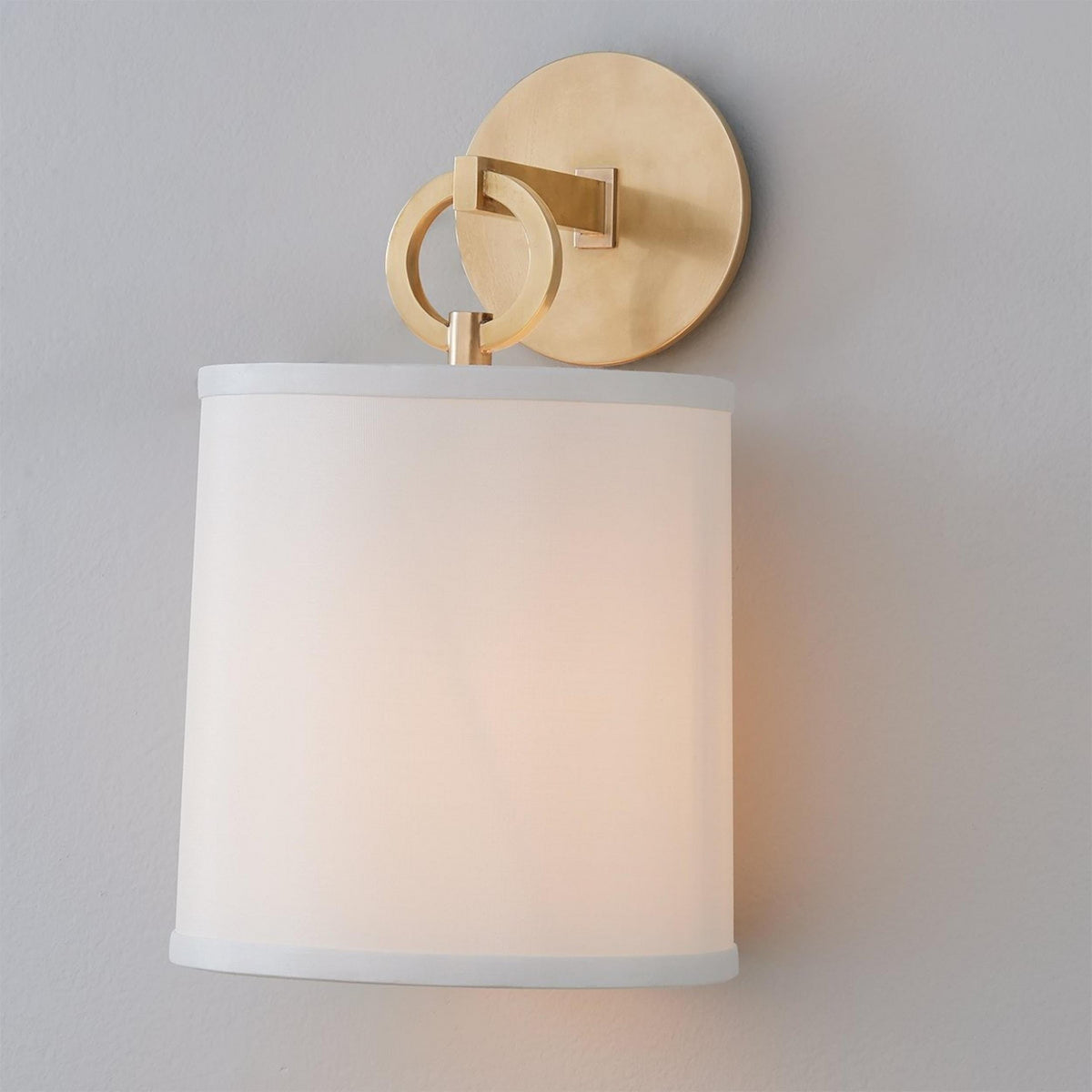 Cotheor Circle Brass Sconce Wall Lamp Fabric Shade