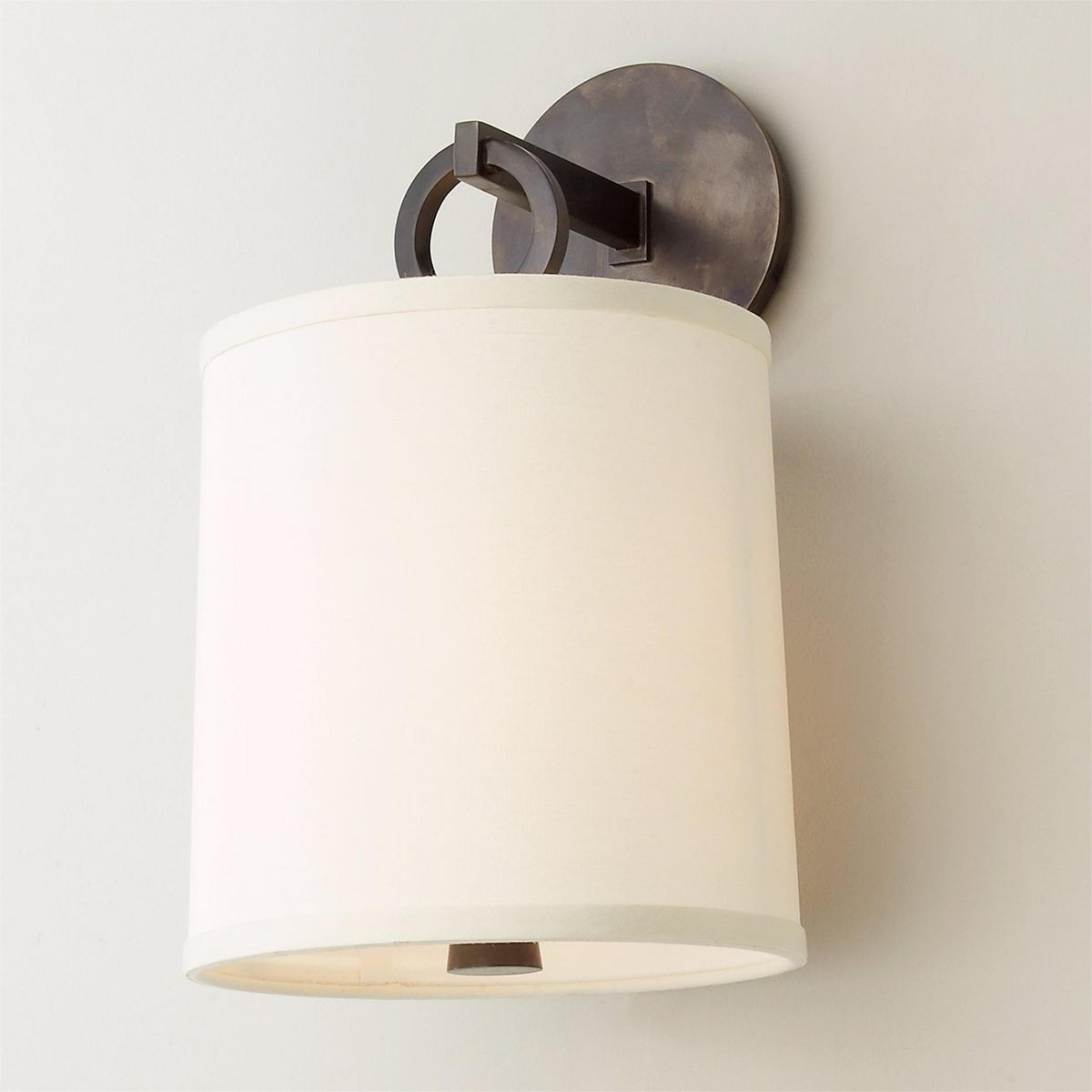 Cotheor Circle Brass Sconce Wall Lamp Fabric Shade