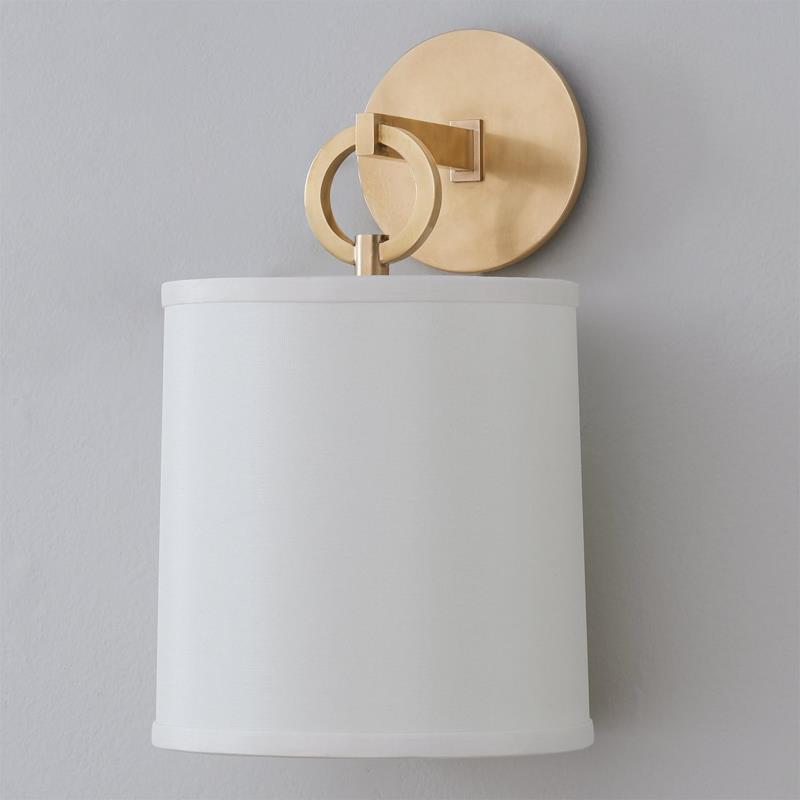 Cotheor Circle Brass Sconce Wall Lamp Fabric Shade
