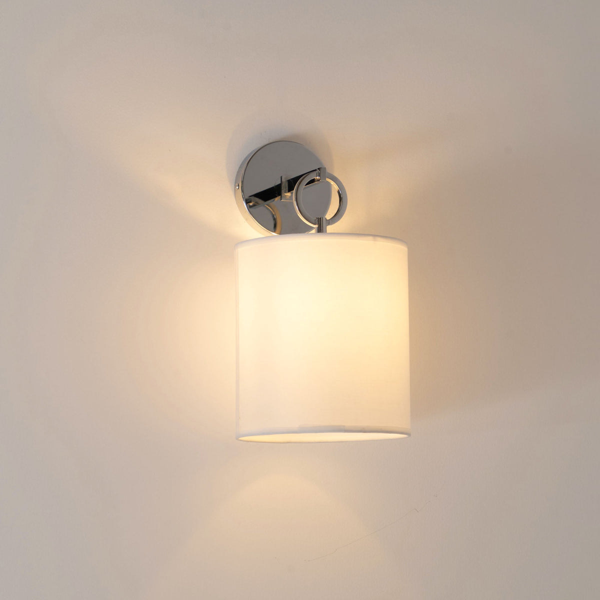 Cotheor Circle Brass Sconce Wall Lamp Fabric Shade