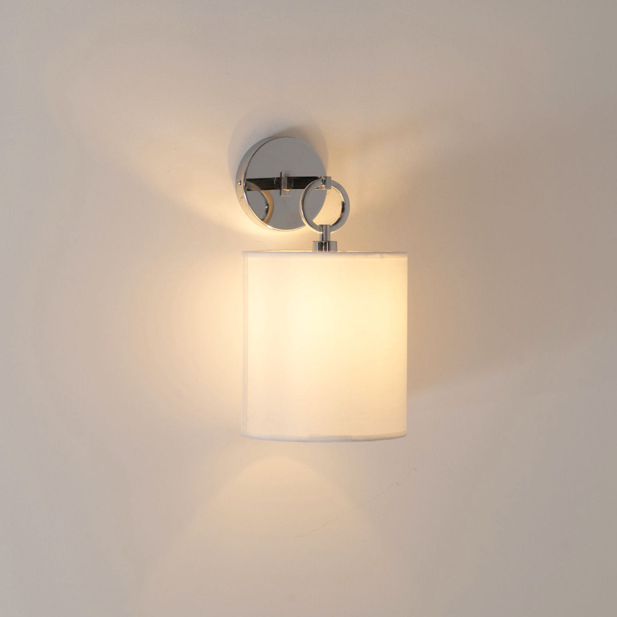 Cotheor Circle Brass Sconce Wall Lamp Fabric Shade