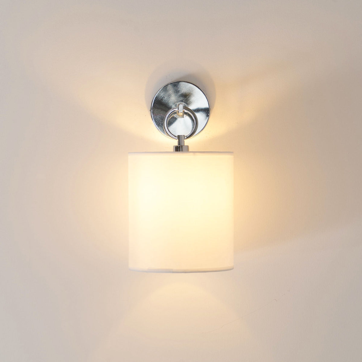 Cotheor Circle Brass Sconce Wall Lamp Fabric Shade
