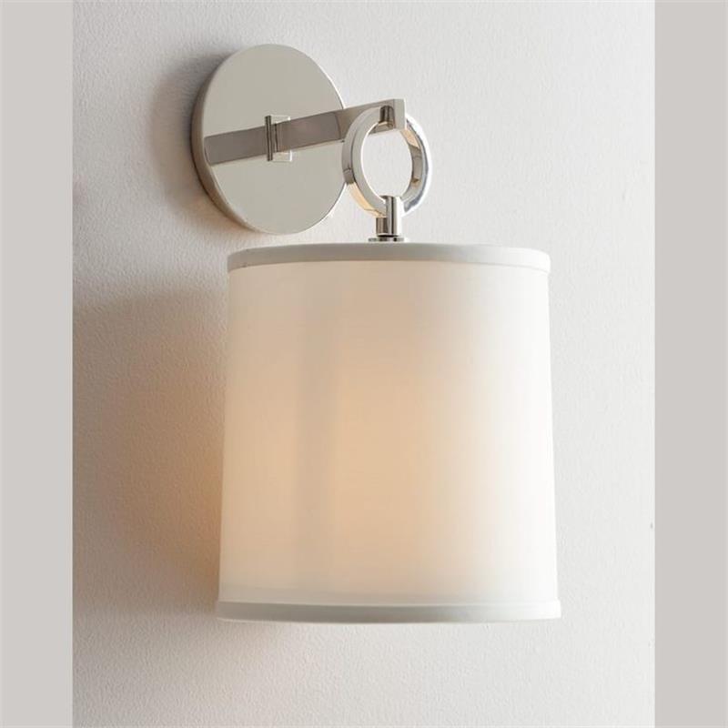 Cotheor Circle Brass Sconce Wall Lamp Fabric Shade