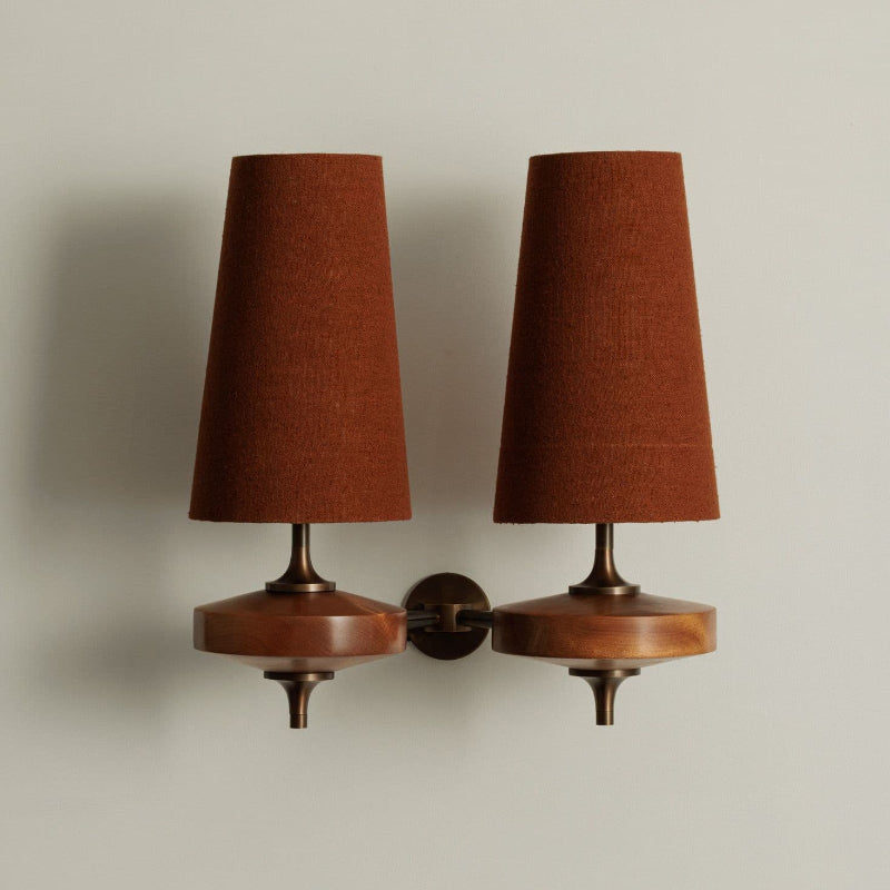 Nydorisra Vintage Antique Brass Wall Lamp Fabric Shade