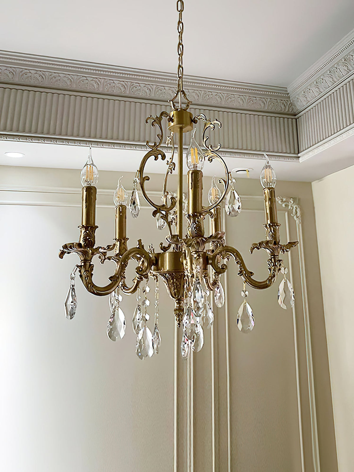 Olrinila Postmodern Brass Crystal Chandelier Multi-Head