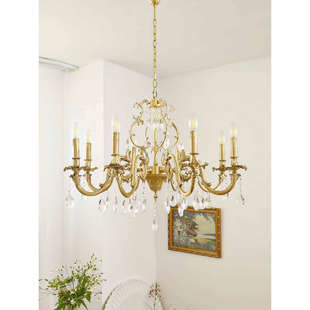 Olrinila Postmodern Brass Crystal Chandelier Multi-Head