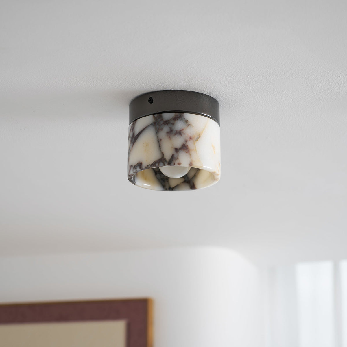 Ivinir Round Marble Ceiling Lamp Compact Flush Mount